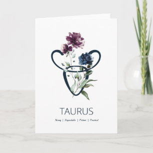 Taurus Zodiac Stjärntecken Birthday Card Kort