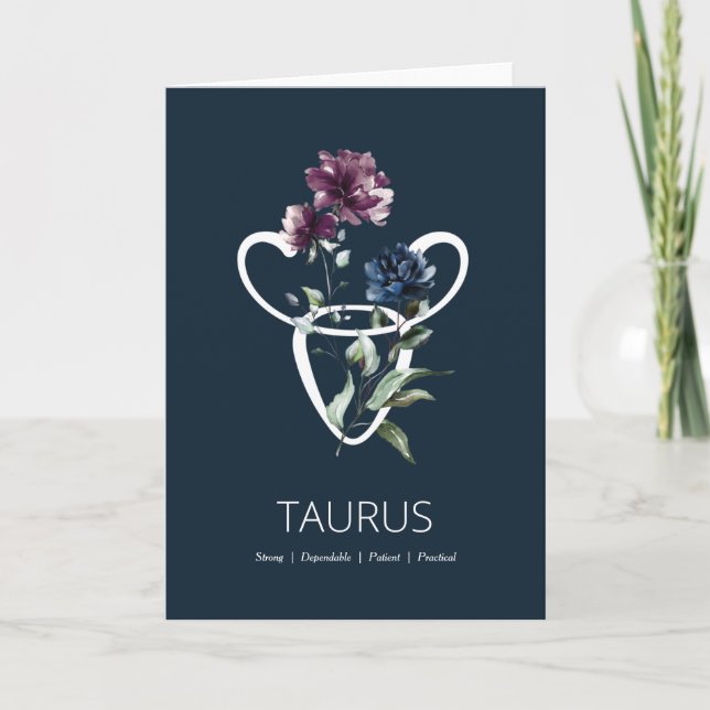 Taurus Zodiac Stjärntecken Birthday Card Kort (Framsida)