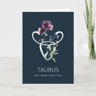 Taurus Zodiac Stjärntecken Birthday Card Kort
