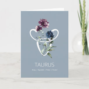 Taurus Zodiac Stjärntecken Birthday Card Kort