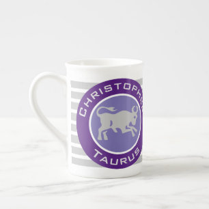 Taurus Zodiac-Stjärntecken med Owners Namn Benporslin Mugg