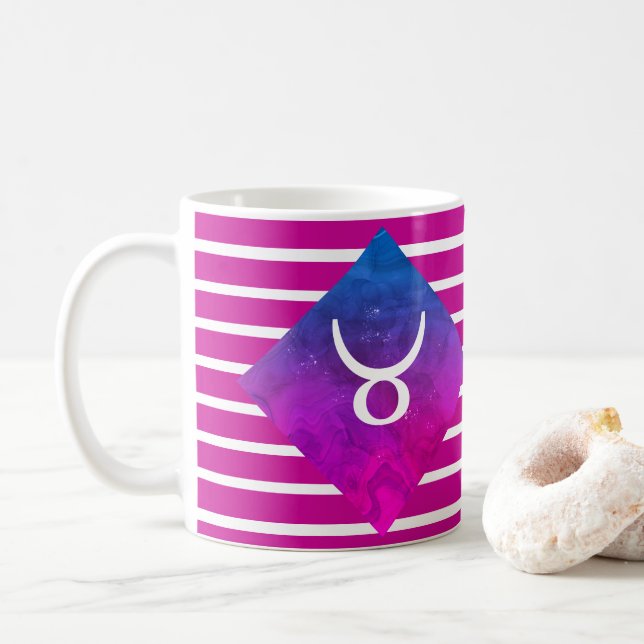 Taurus Zodiac Stjärntecken Modern Rand Kaffemugg (Med munk)