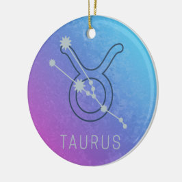 Taurus Zodiac Stjärntecken Watercolor Horoscope Julgransprydnad Keramik