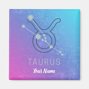 Taurus Zodiac Stjärntecken Watercolor Horoscope Magnet
