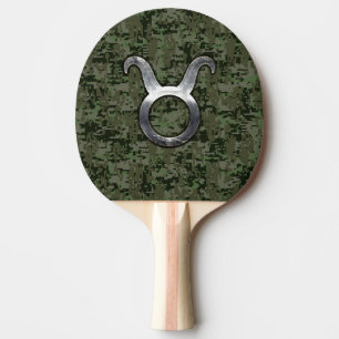 Taurus Zodiac Sybol på Oliv grönt Digital Camo Pingisracket