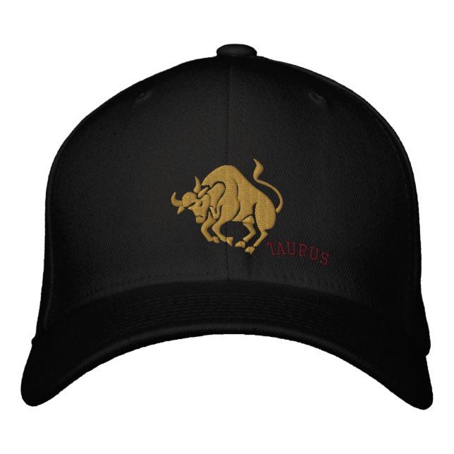 Taurus Zodiac Symbol Embroidery Broderad Keps (Framsida)