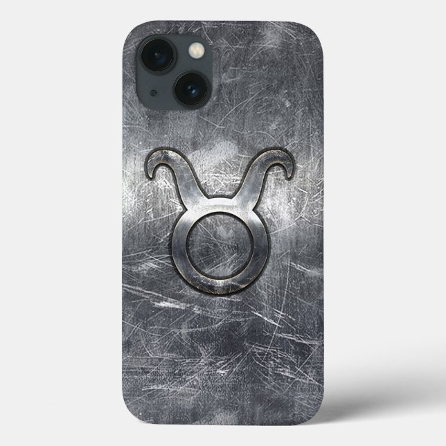 Taurus Zodiac Symbol i Grunge Metallic Stil (Baksida)