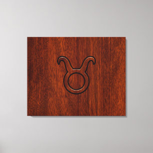 Taurus Zodiac Symbol i Mahogany Stil print Canvastryck