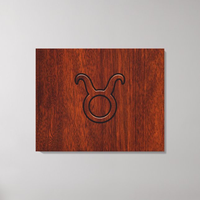 Taurus Zodiac Symbol i Mahogany Stil print Canvastryck (Framsida)