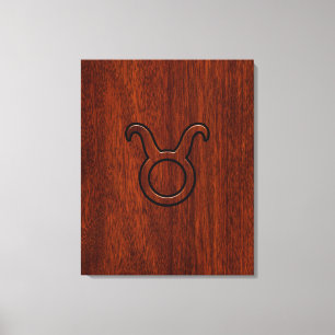 Taurus Zodiac Symbol i Mahogany Stil print Canvastryck