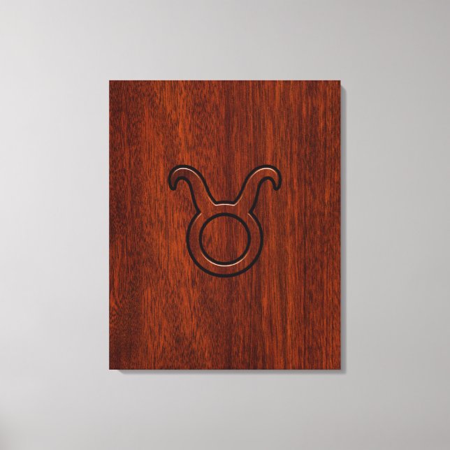 Taurus Zodiac Symbol i Mahogany Stil print Canvastryck (Framsida)