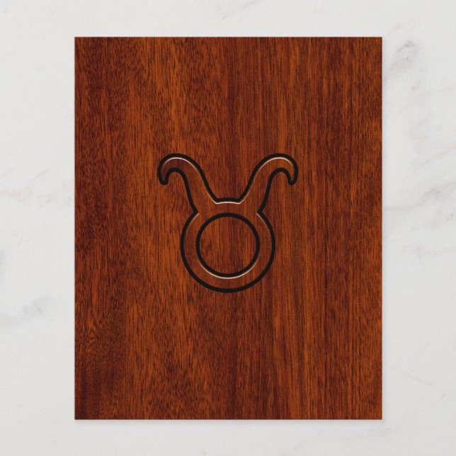 Taurus Zodiac Symbol i Mahogany Stil print Flygblad (Framsidan)