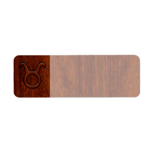 Taurus Zodiac Symbol i Mahogany Stil print Returadress Etikett