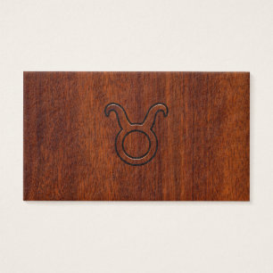 Taurus Zodiac Symbol i Mahogany Stil print Visitkort