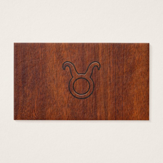 Taurus Zodiac Symbol i Mahogany Stil print Visitkort (Framsidan)