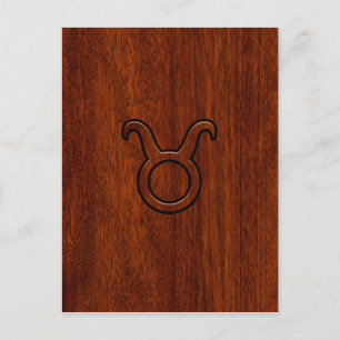 Taurus Zodiac Symbol i Mahogany Stil print Vykort