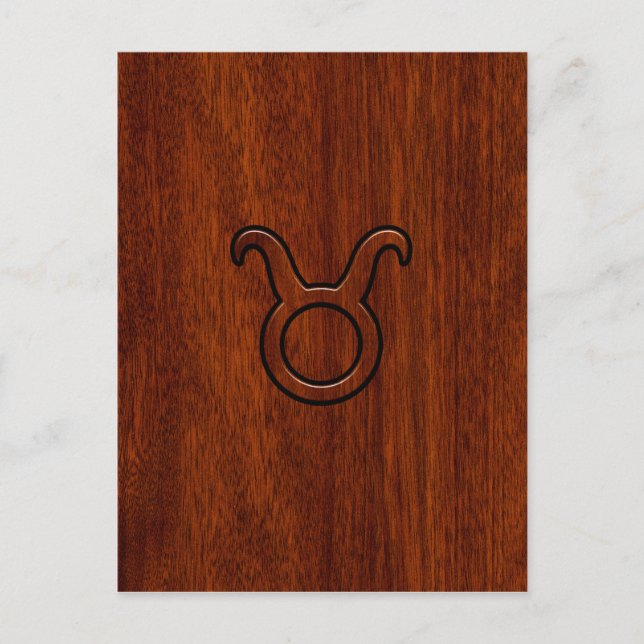 Taurus Zodiac Symbol i Mahogany Stil print Vykort (Framsida)