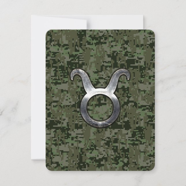Taurus Zodiac-symbol på Grönt Digital Camo (Framsida)