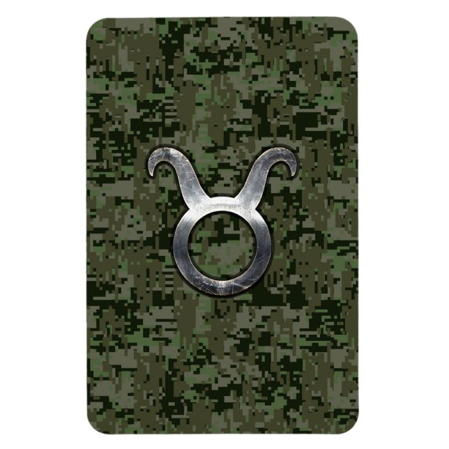Taurus Zodiac-symbol på Grönt Digital Camo Magnet (Vertikal)
