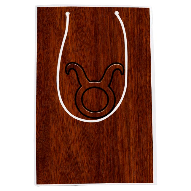 Taurus Zodiac Symbol på Mahogany som print (Framsidan)