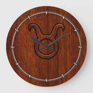 Taurus Zodiac Symbol på Rik Mahogany liknande prin Stor Klocka