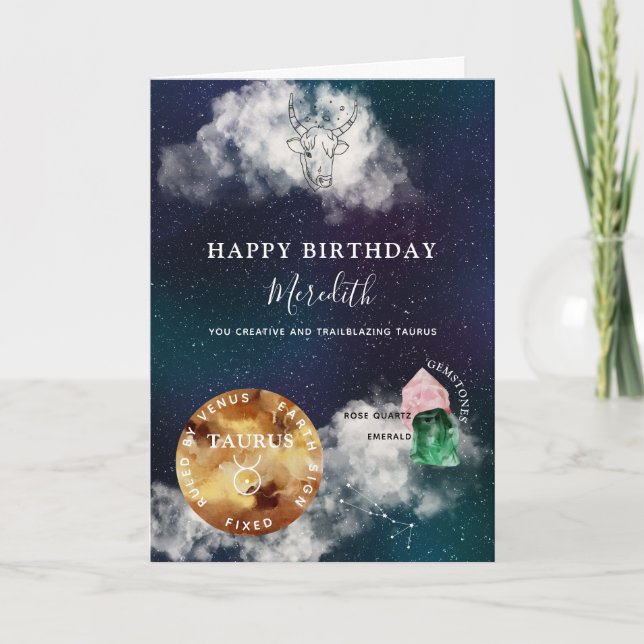 Taurus Zodiac Symbol Personlig Birthday Kort (Framsida)