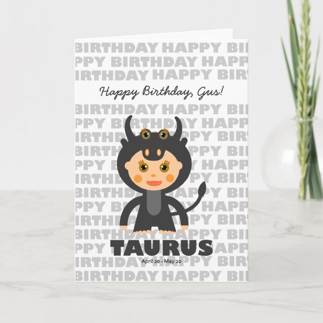 Taurus Zodiac-tecken födelsedagskort Kort (Framsida)