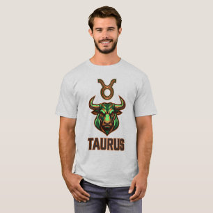 Taurus Zodiac-tecken Modern Grön Esports Maskot T Shirt