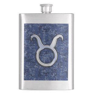 Taurus Zodiac-tecken på Blue Digital Camouflage Fickplunta