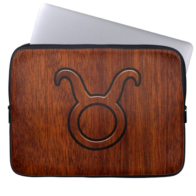 Taurus Zodiac-tecken på Mahogany som utskrift Laptop Sleeve (Framsidan)