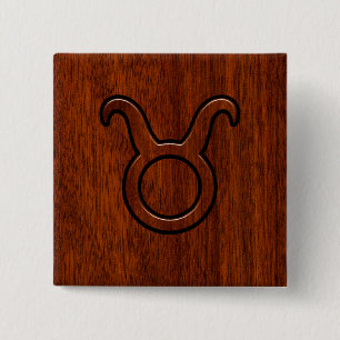 Taurus Zodiac-tecken på Mahogany Stil Knapp