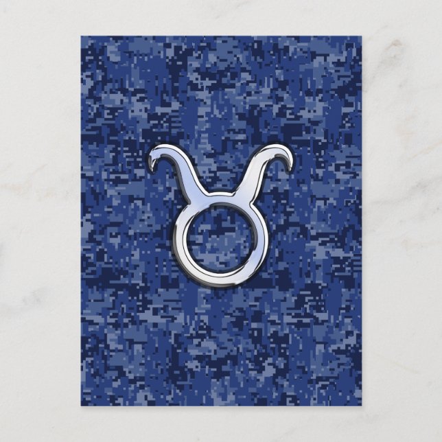 Taurus Zodiac-tecken på marinblå digitalkamouflage Vykort (Framsida)