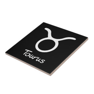 Taurus Zodiac-tecken på svart bakgrund Kakelplatta