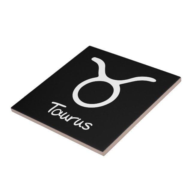 Taurus Zodiac-tecken på svart bakgrund Kakelplatta (Sidan)