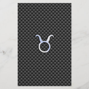 Taurus Zodiac-tecken på svart kolfiberutskrift Brevpapper