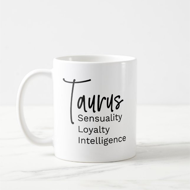 Taurus zodiac-tecken positiva egenskaper kaffemugg (Vänster)