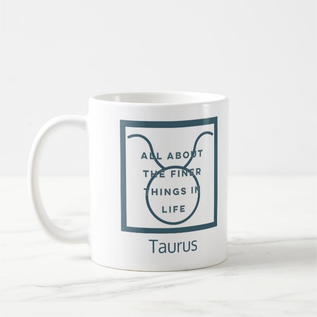 Taurus Zodiac-tecken Roligt Offert Blue Text Birth Kaffemugg (Vänster)