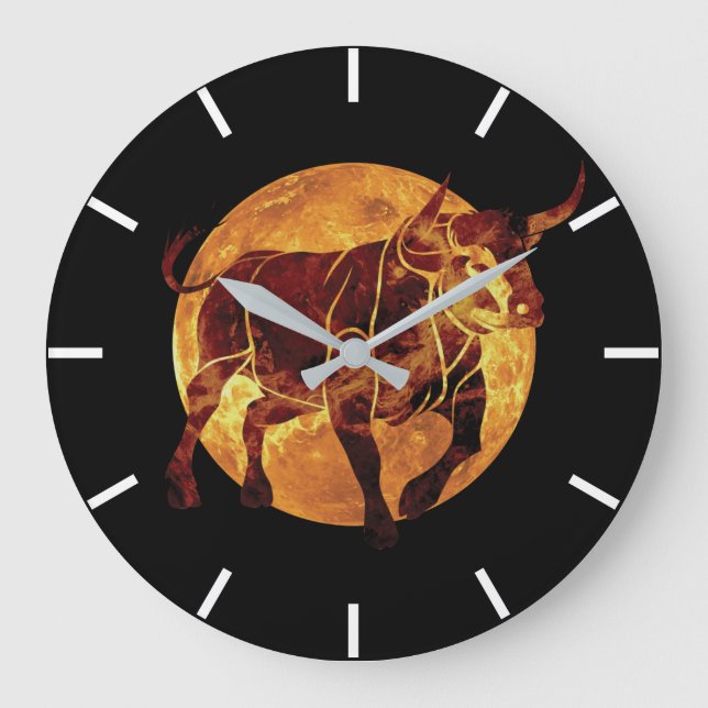 Taurus Zodiac-tecken Stor Klocka (Framsida)