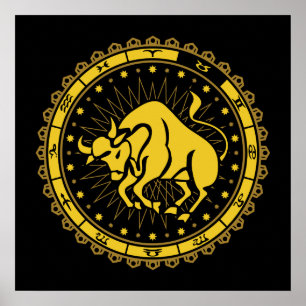 Taurus - Zodiac-tecken - Symbol - Horoscope Poster