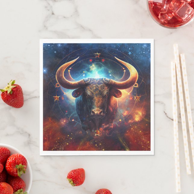 Taurus Zodiac-tecken Vattenfärgsdesign Pappersservett (Insitu)