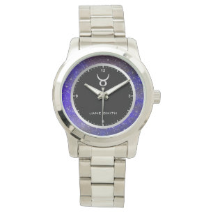 Taurus Zodiac-teckensymbol Galaxy Stars eget namn Armbandsur