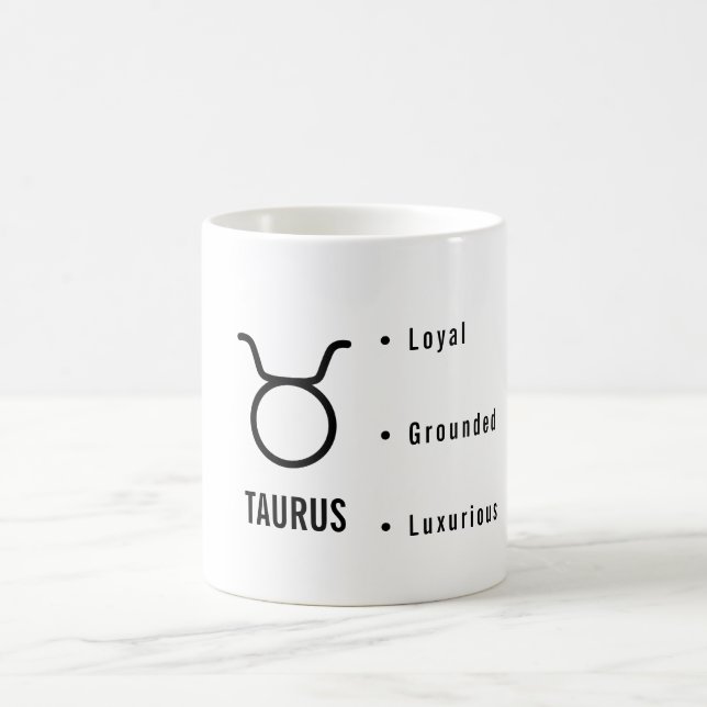 Taurus Zodiac Traits Minimal Astrology Kaffemugg (Center)