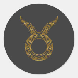 Taurus Zodiac - Tribal Guld Runt Klistermärke