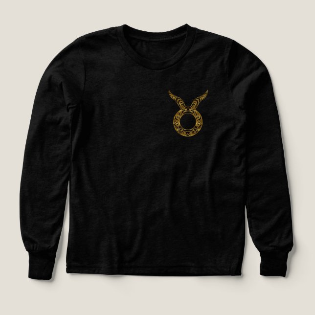 Taurus Zodiac - Tribal Guld T Shirt (Design framsida)