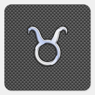 Taurus Zodiac vid utskrift av kolkolfiberkolsfibre Fyrkantigt Klistermärke