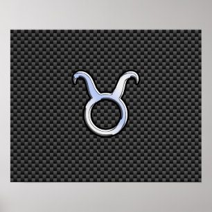 Taurus Zodiac vid utskrift av kolkolfiberkolsfibre Poster