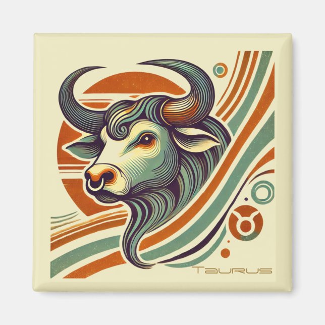 Taurus Zodiac Vintage Magnet (Framsidan)