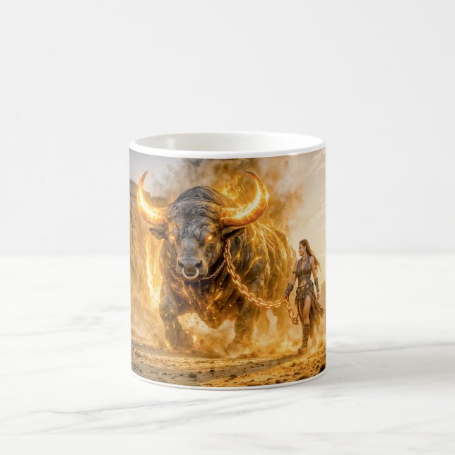 Taurus Zodiac with Warrior Leading a Fiery Celesti Kaffemugg (Center)