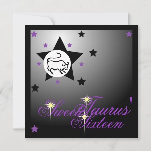 Taurus' Zodiacal Fortune Sweet sixteen-anpassa Inbjudningar (Framsida)