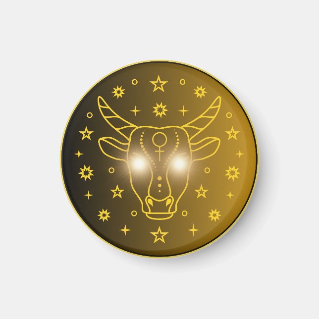 Taurus Zodiak Emblem | Minimalt Celest Symbol Magnet (Framsidan)